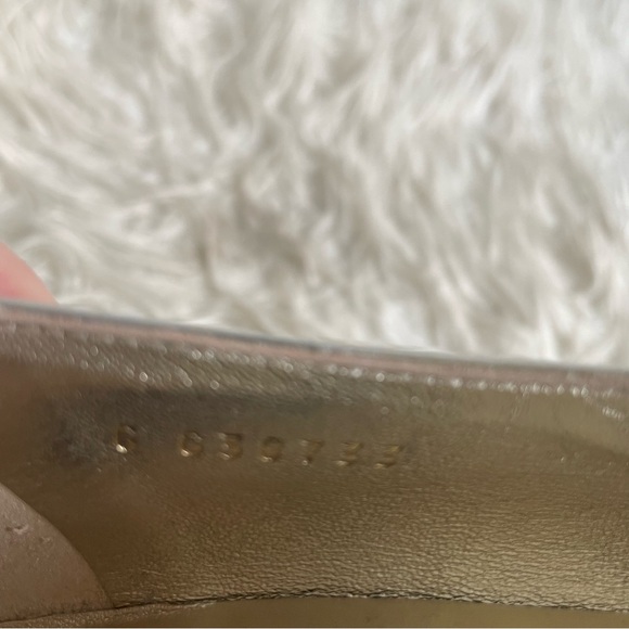 Chanel Interlocking CC Logo Metallic Mary Jane Wedge Pump Gold Black Pointed Toe - Picture 5 of 14